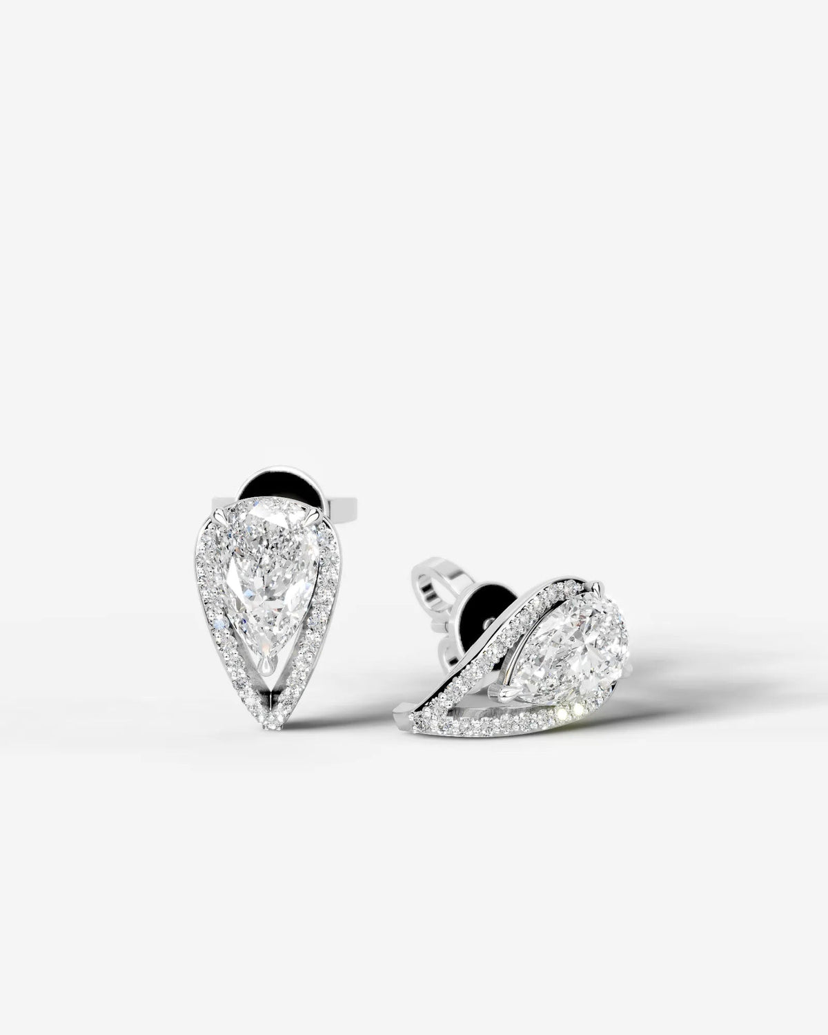 Sia Halo Lab Grown Diamond Earrings Pear - Platinum