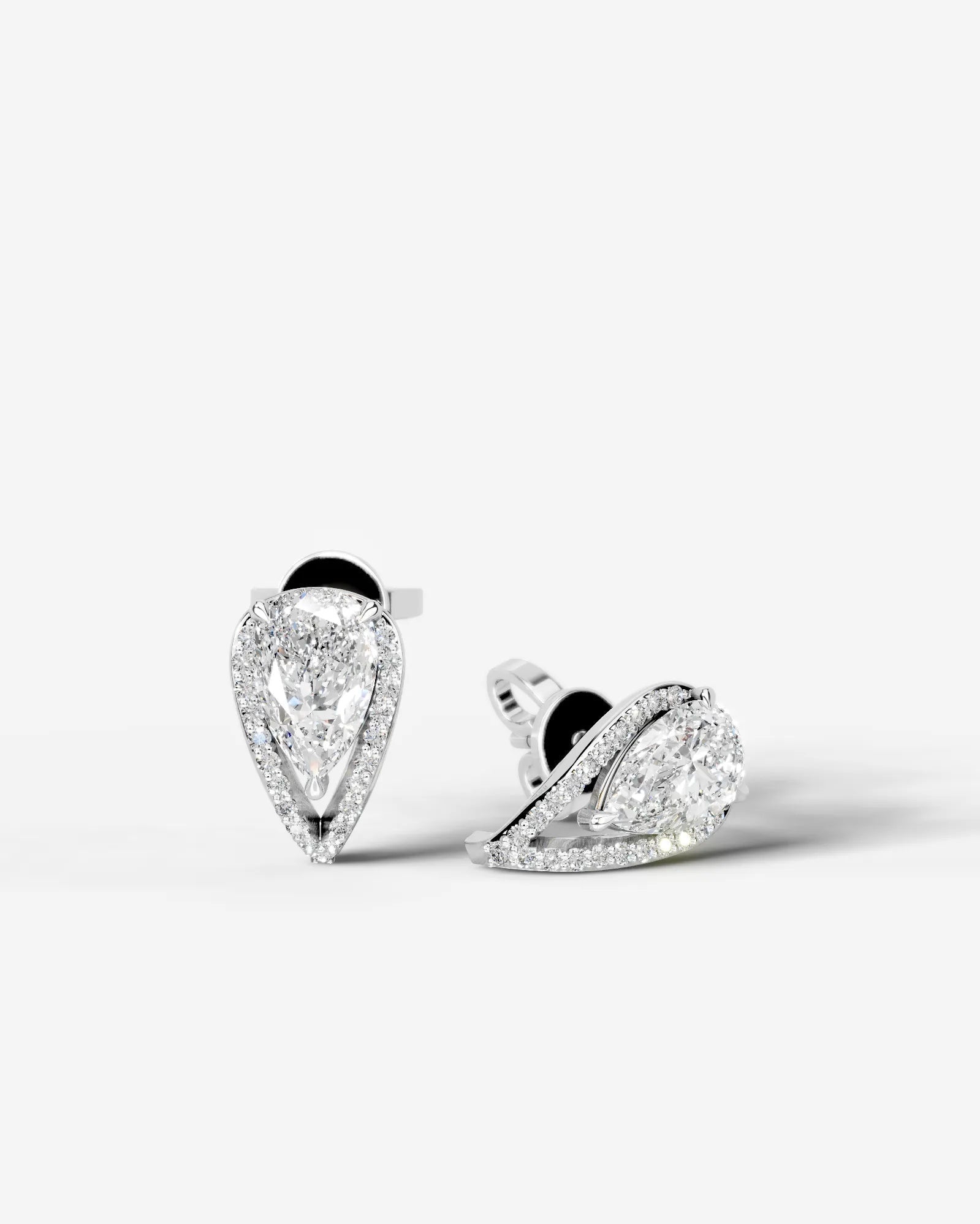 Sia Halo Lab Grown Diamond Earrings Pear - Platinum
