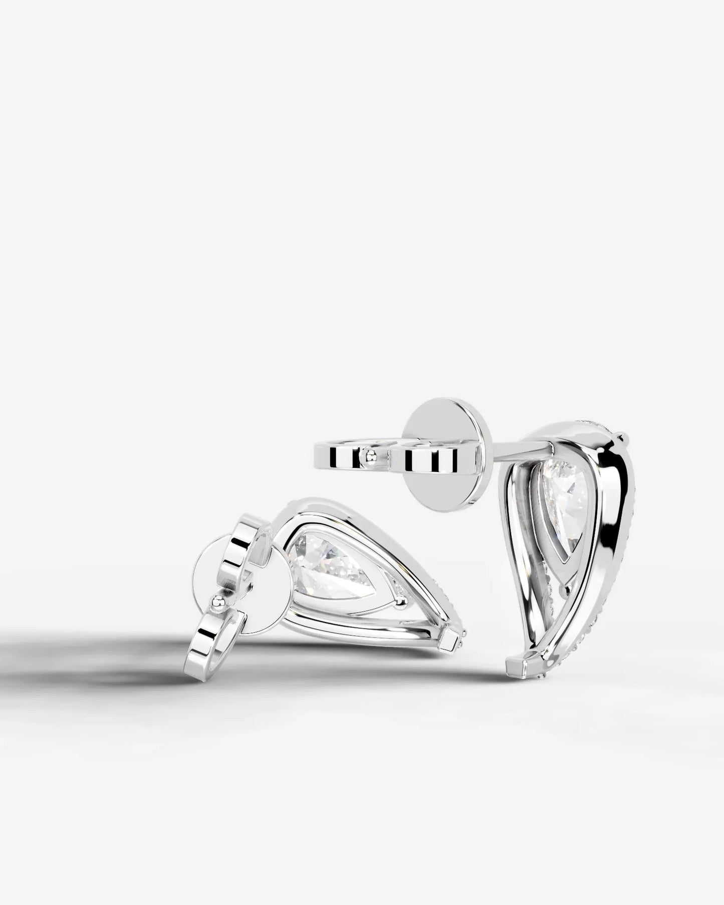 Sia Halo Lab Grown Diamond Earrings Pear - Platinum