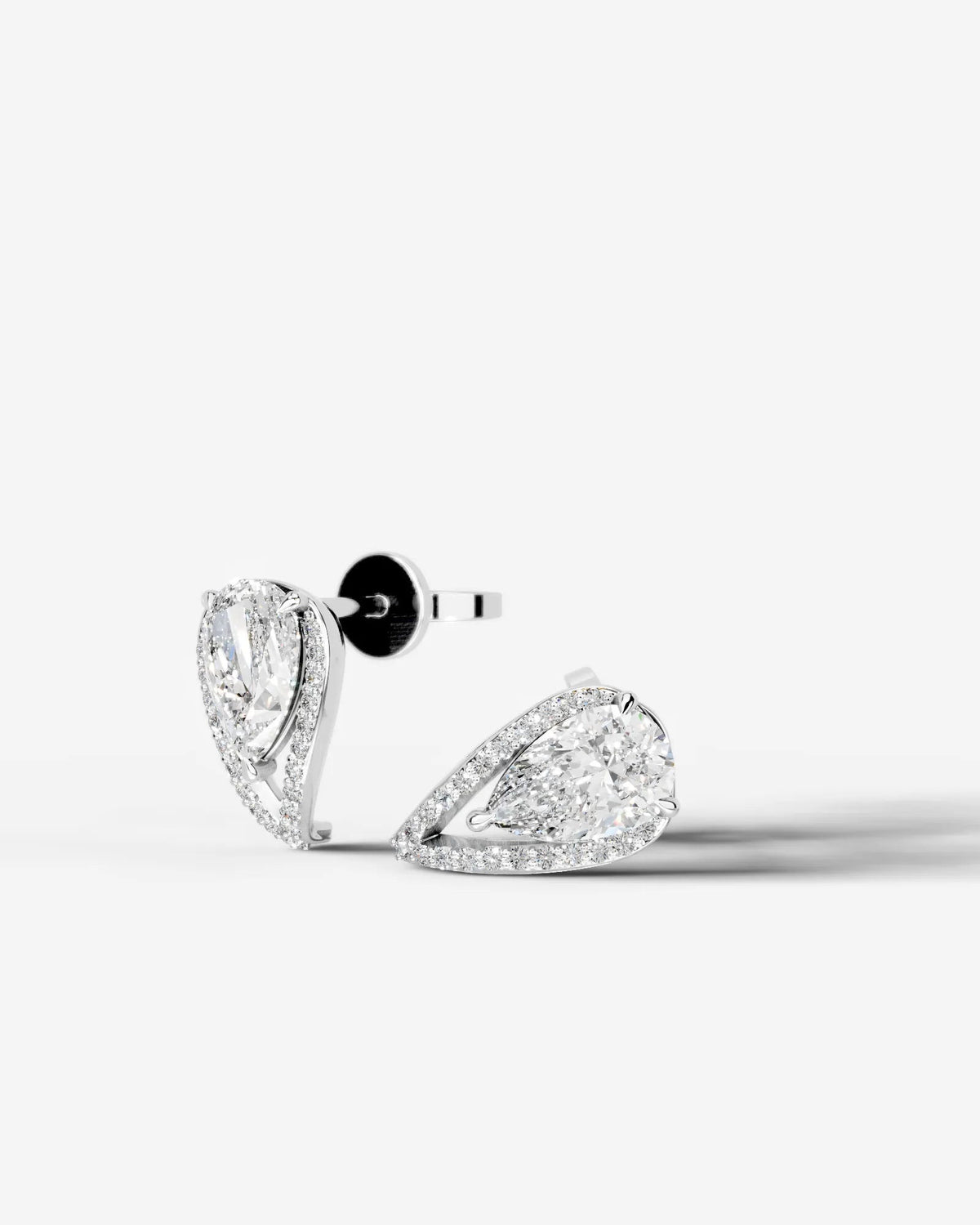 Sia Halo Lab Grown Diamond Earrings Pear - Platinum