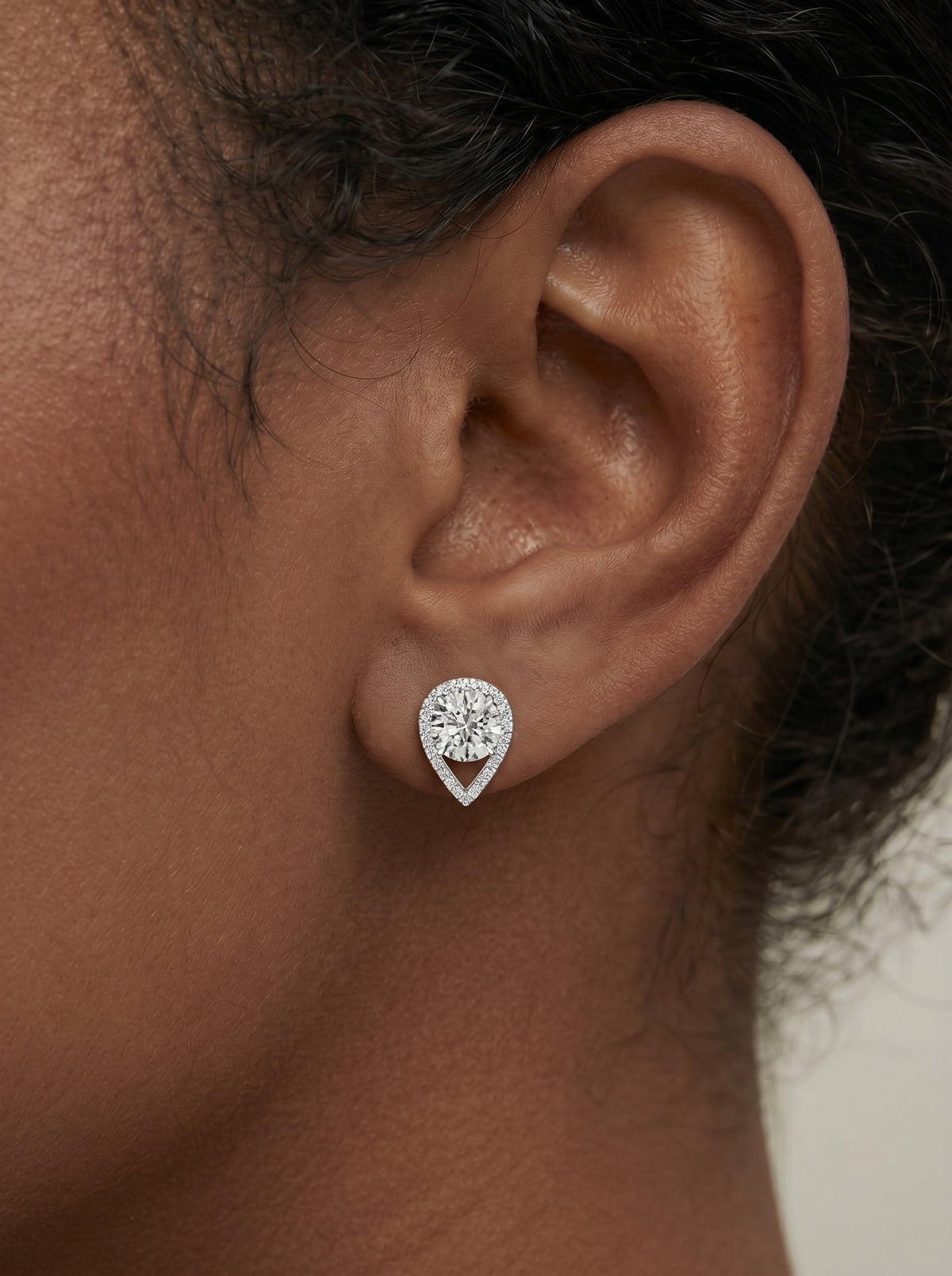 Sia Halo Lab Grown Diamond Earrings Round - Platinum