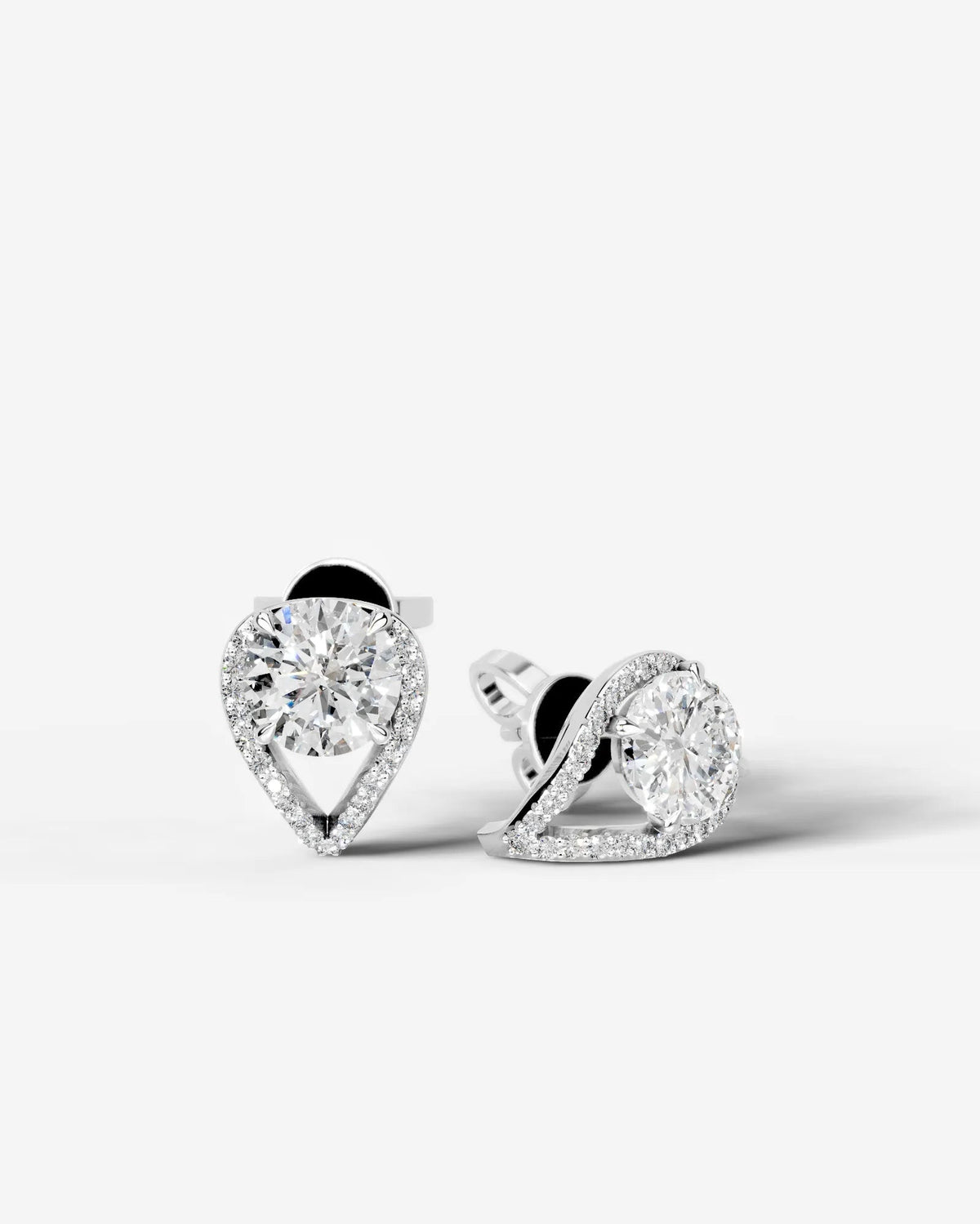 Sia Halo Lab Grown Diamond Earrings Round - Platinum