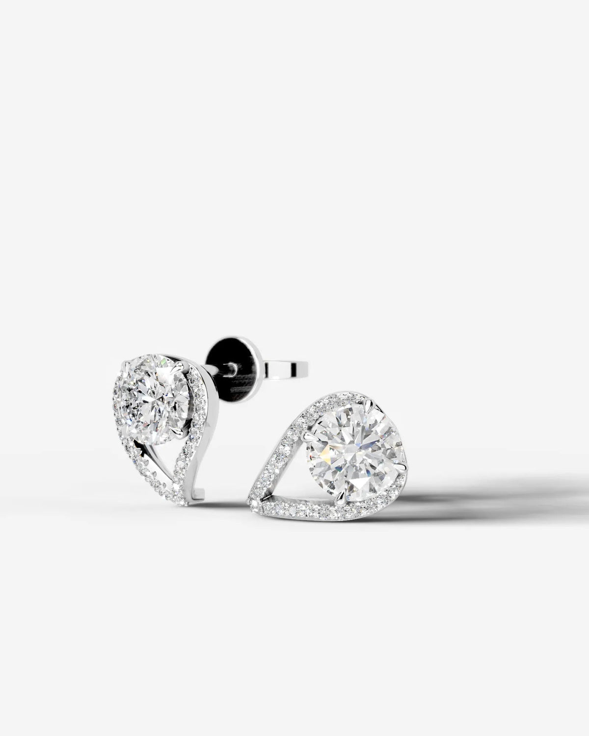 Sia Halo Lab Grown Diamond Earrings Round - White Gold