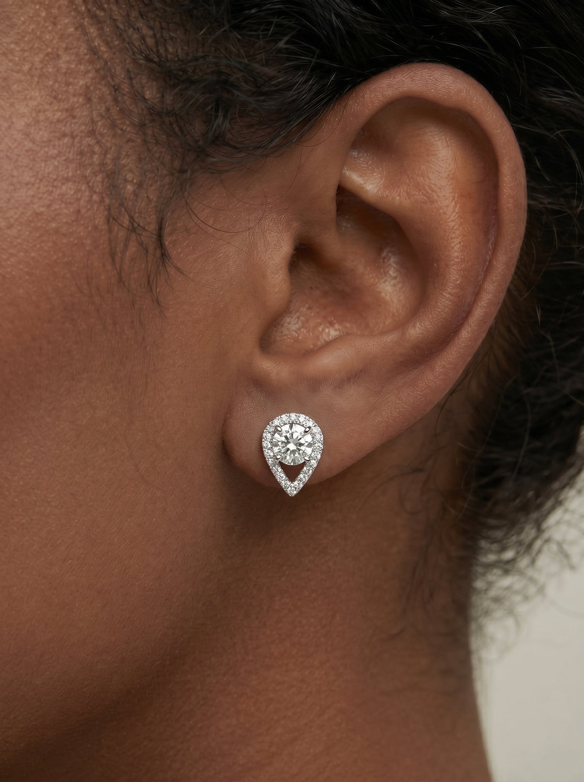 Sia Halo Lab Grown Diamond Earrings Square Cushion - White Gold