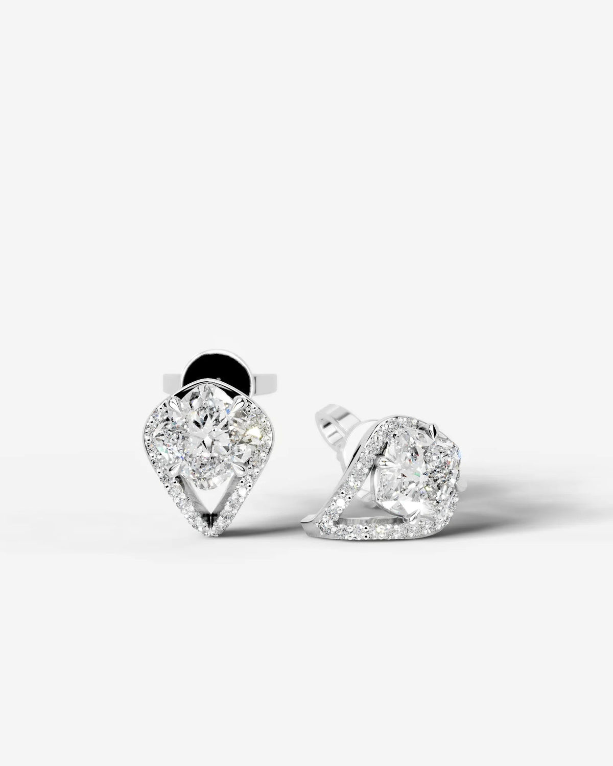 Sia Halo Lab Grown Diamond Earrings Square Cushion - Platinum