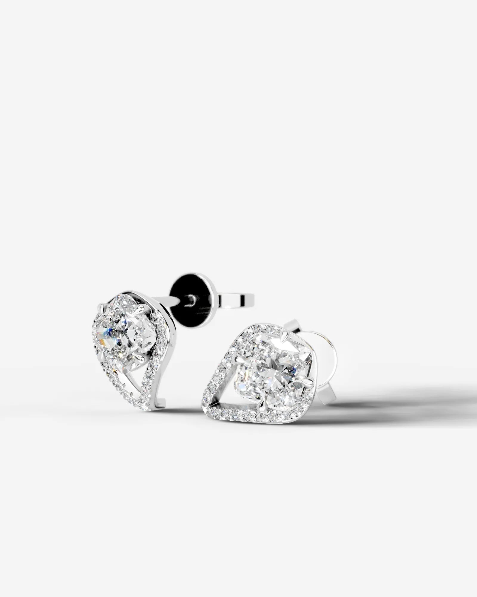 Sia Halo Lab Grown Diamond Earrings Square Cushion - White Gold