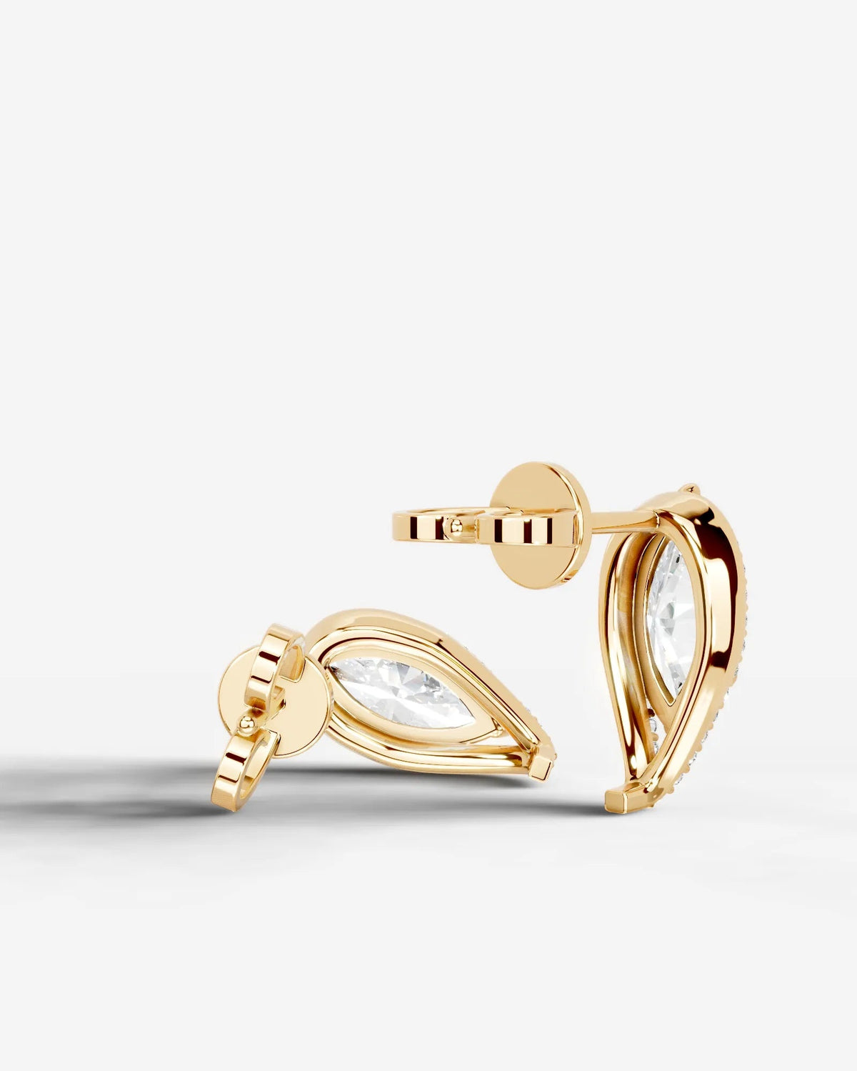 Sia Halo Lab Grown Diamond Earrings Marquise - Yellow Gold