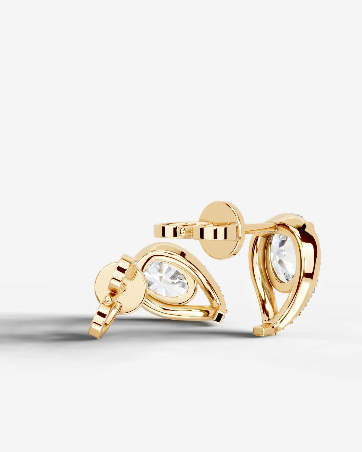 Sia Halo Lab Grown Diamond Earrings Oval - Yellow Gold