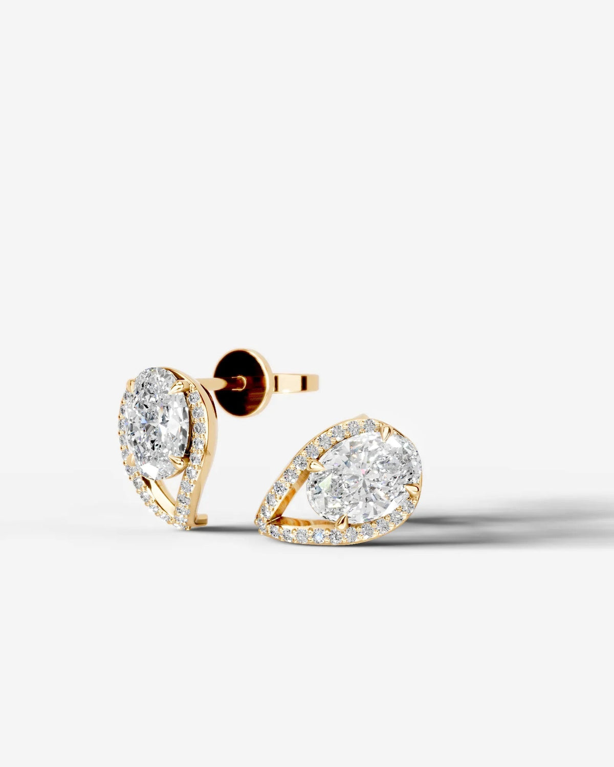 Sia Halo Lab Grown Diamond Earrings Oval - Yellow Gold