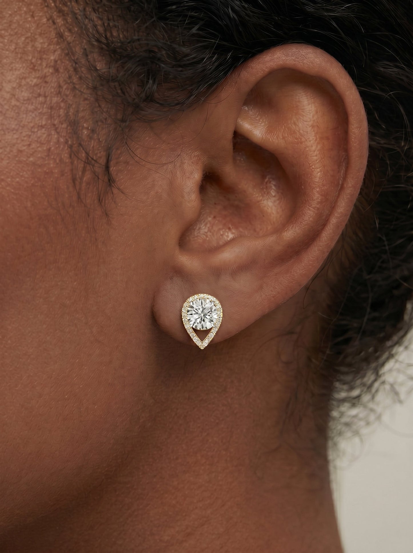 Sia Halo Lab Grown Diamond Earrings Round - Yellow Gold