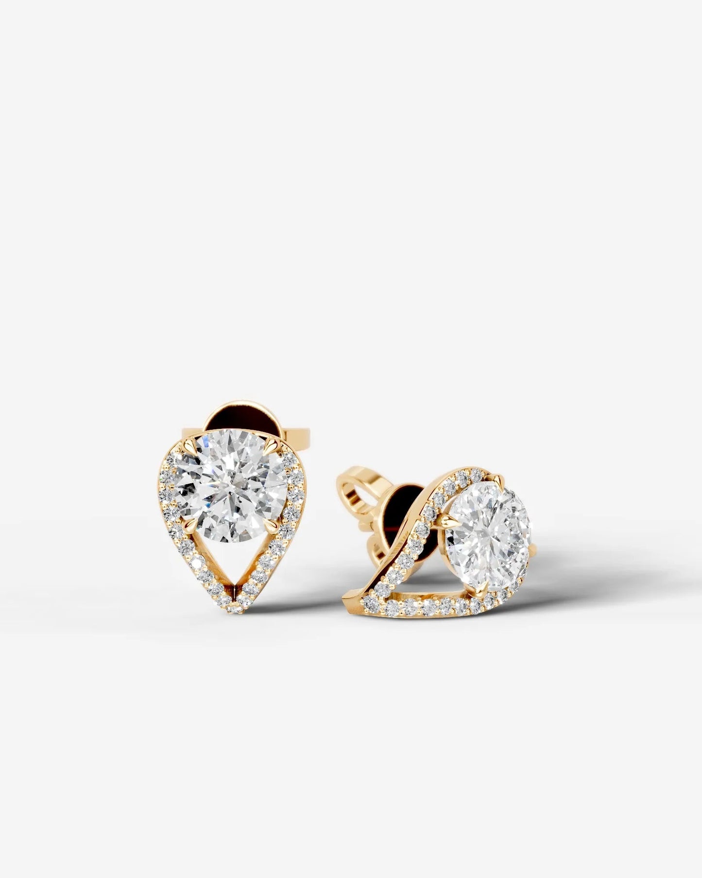 Sia Halo Lab Grown Diamond Earrings Round - Yellow Gold