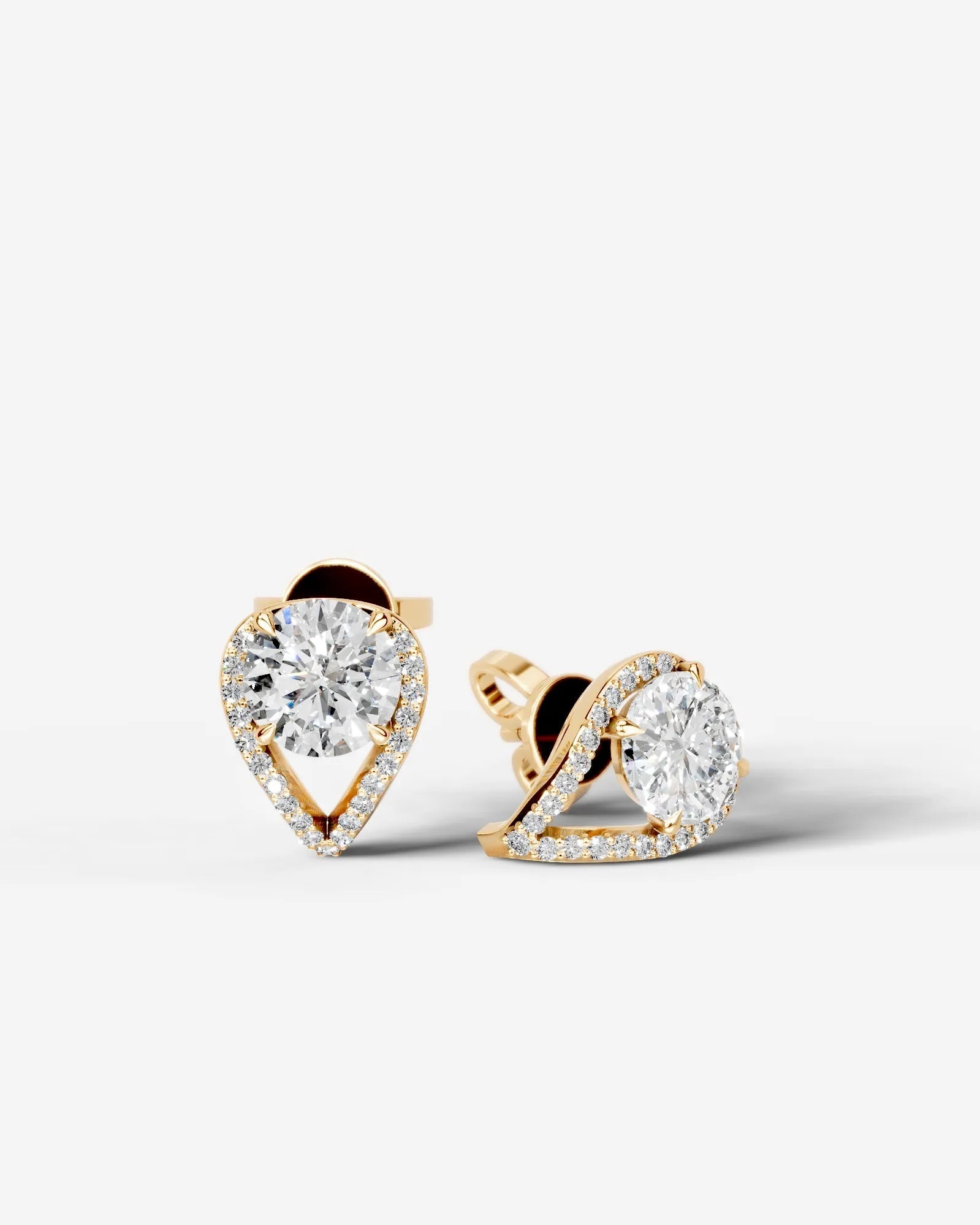 Sia Halo Lab Grown Diamond Earrings Round - Yellow Gold