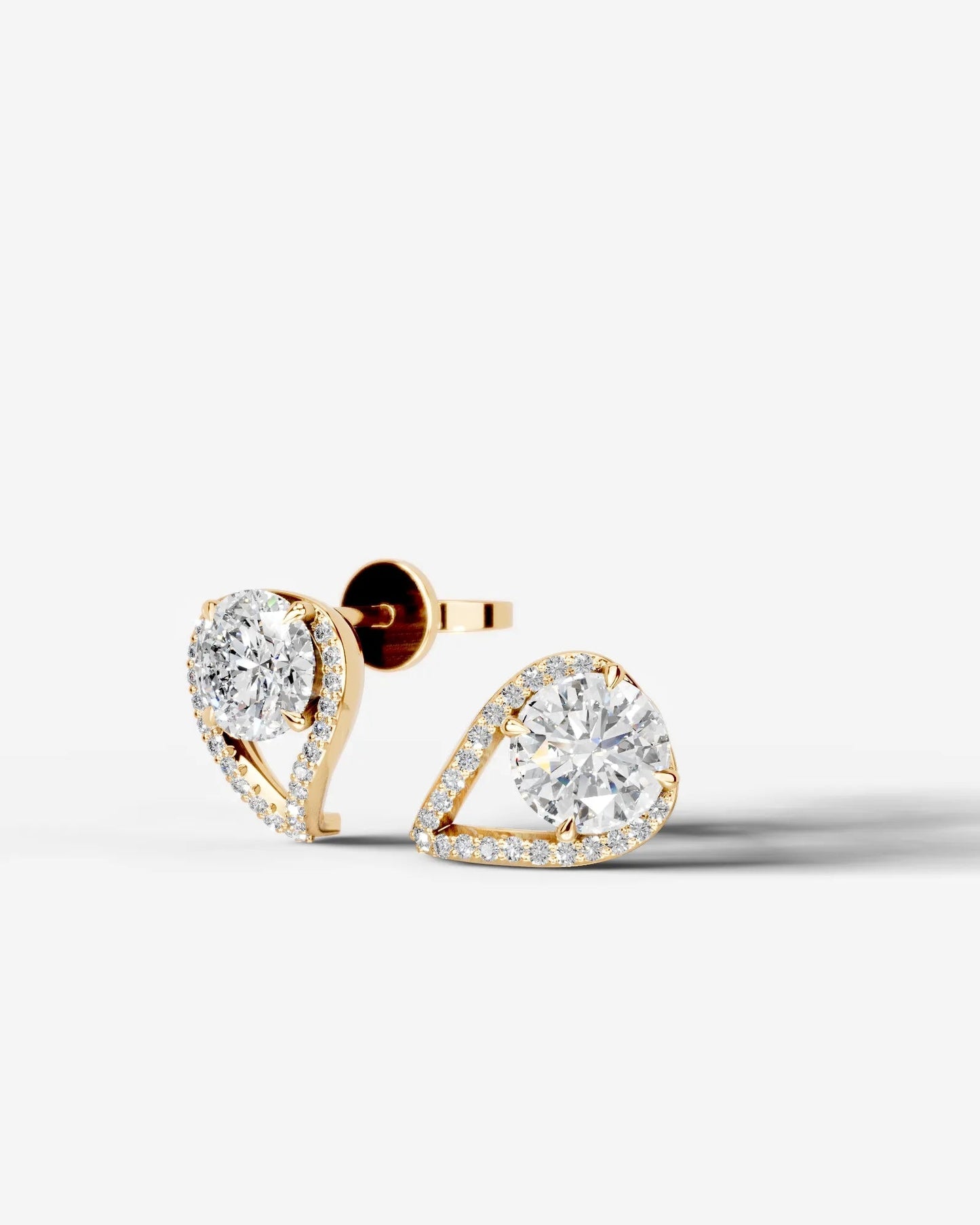 Sia Halo Lab Grown Diamond Earrings Round - Yellow Gold
