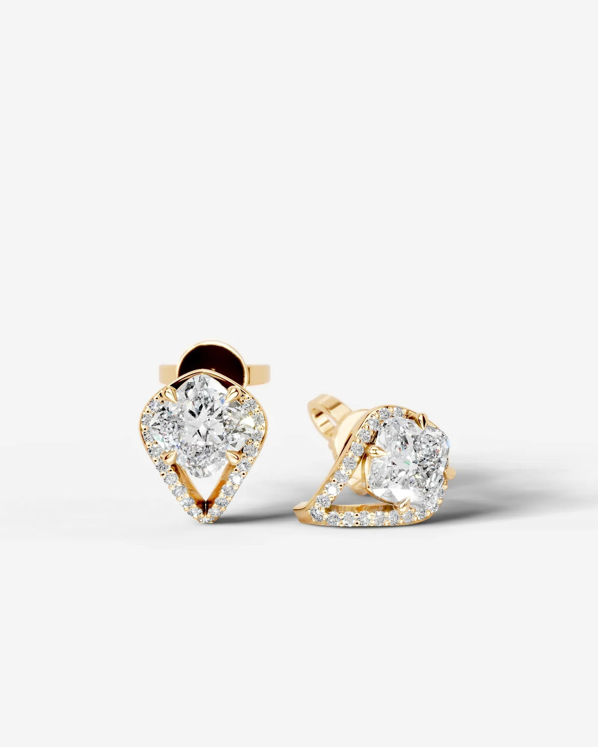 Sia Halo Lab Grown Diamond Earrings Square Cushion - Yellow Gold