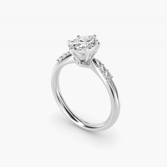 Six-Prong Petite Diamond Engagement Ring in 14k White Gold - Oval Center
