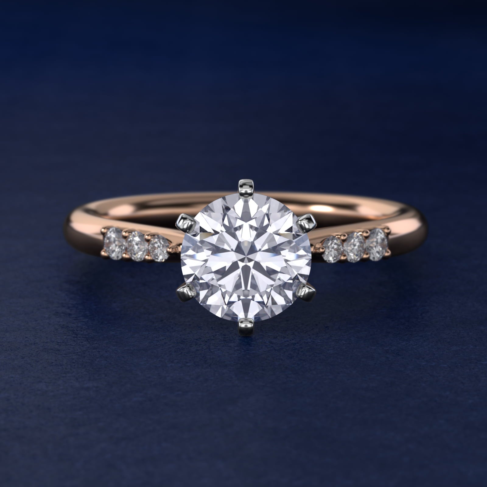 Six-Prong Petite Diamond Engagement Ring in 14k Rose Gold - Round Center