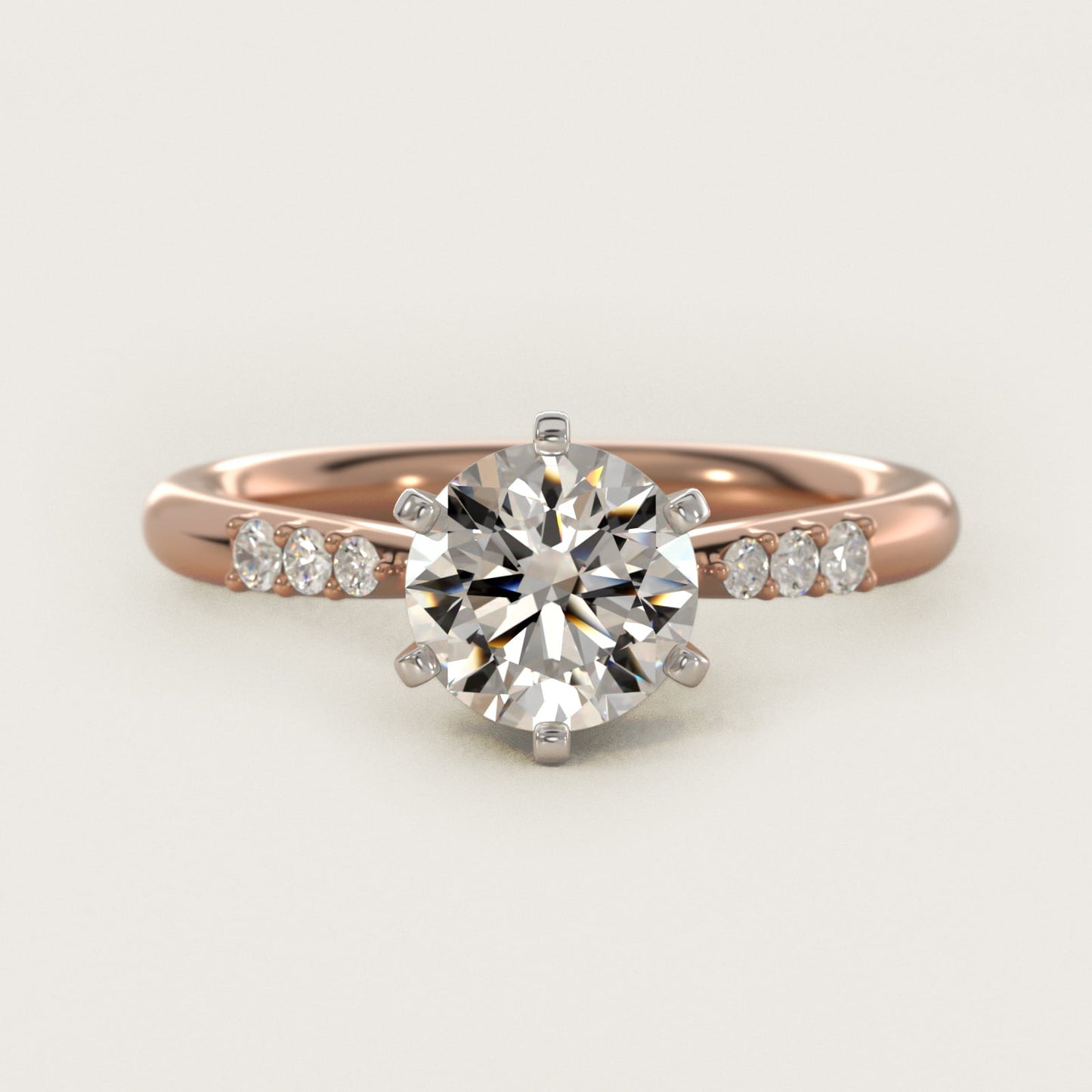Six-Prong Petite Diamond Engagement Ring in 14k Rose Gold - Round Center