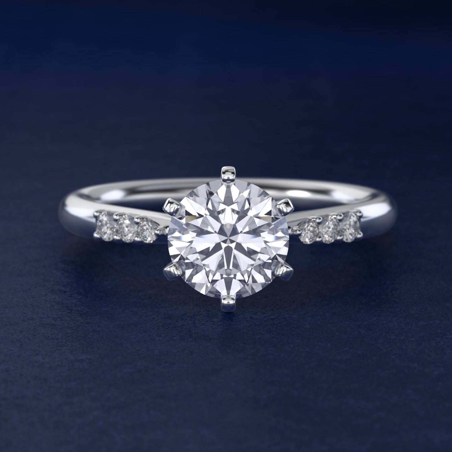 Six-Prong Petite Diamond Engagement Ring in 14k White Gold - Round Center