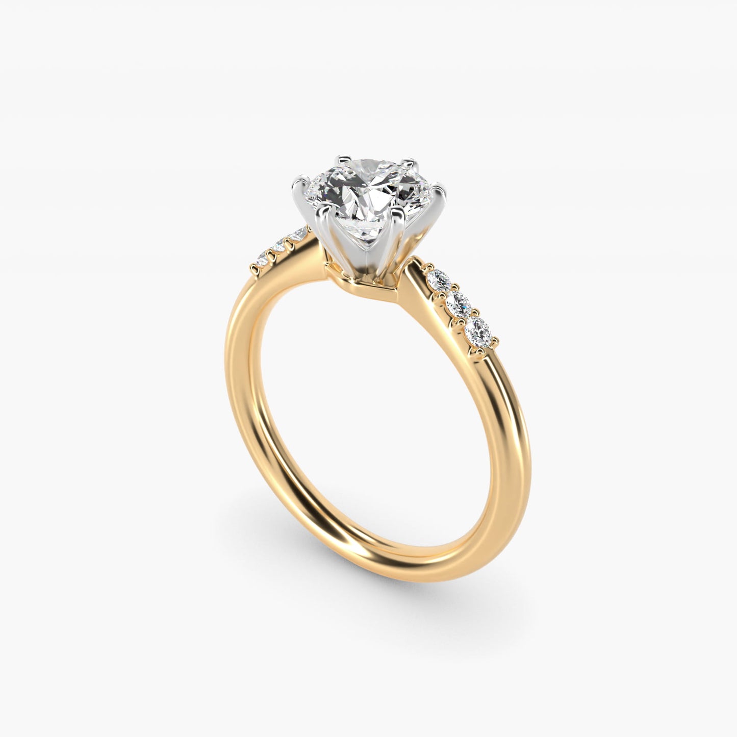 Six-Prong Petite Diamond Engagement Ring in 14k Yellow Gold - Round Center