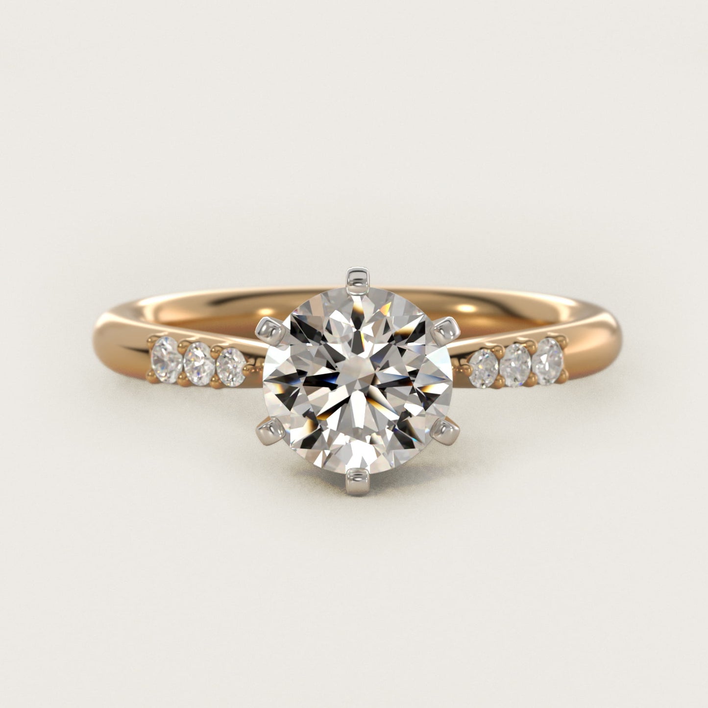 Six-Prong Petite Diamond Engagement Ring in 14k Yellow Gold - Round Center