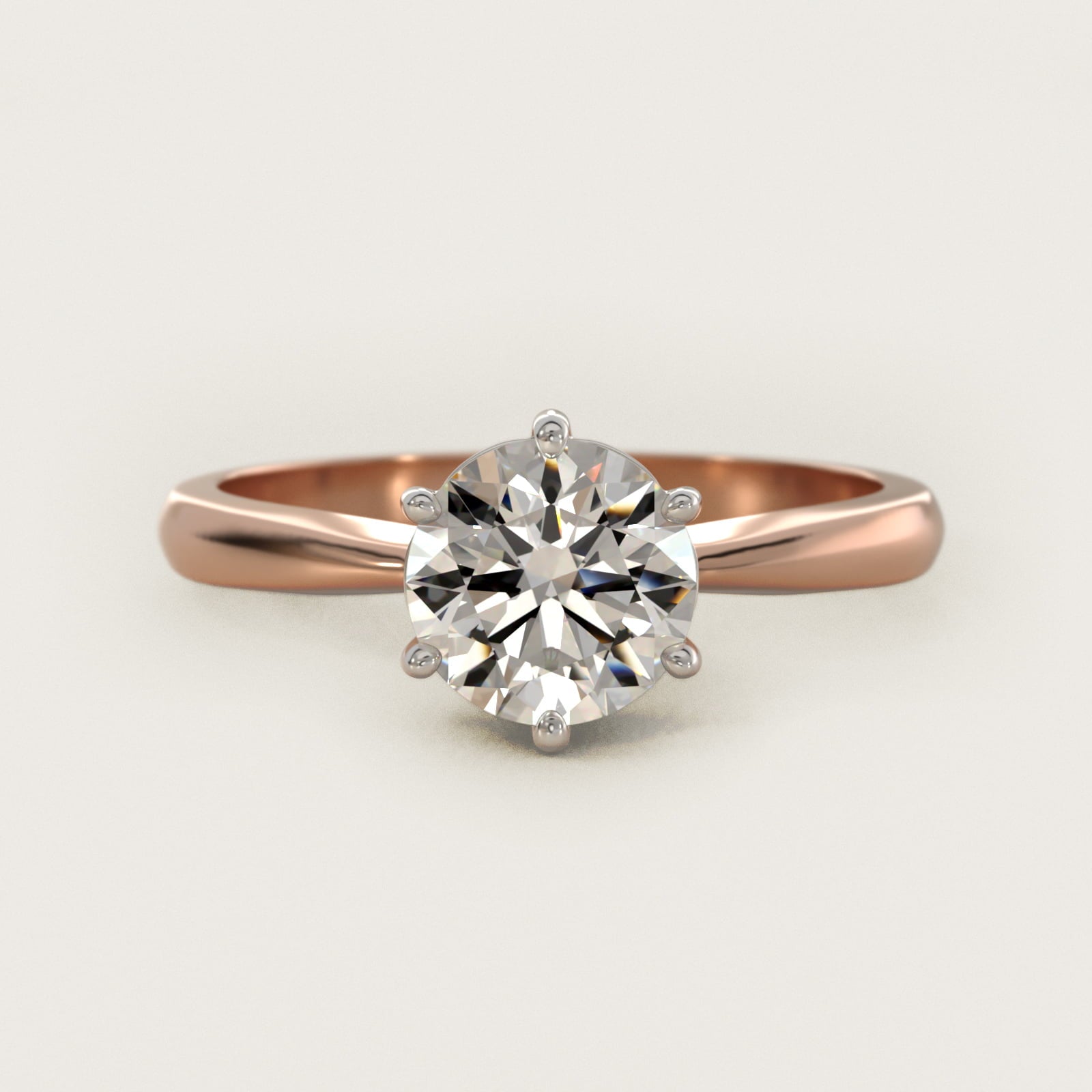 Six Prong Solitaire Engagement Ring With Wire Basket In 14K Rose Gold By James Allen - Round Center