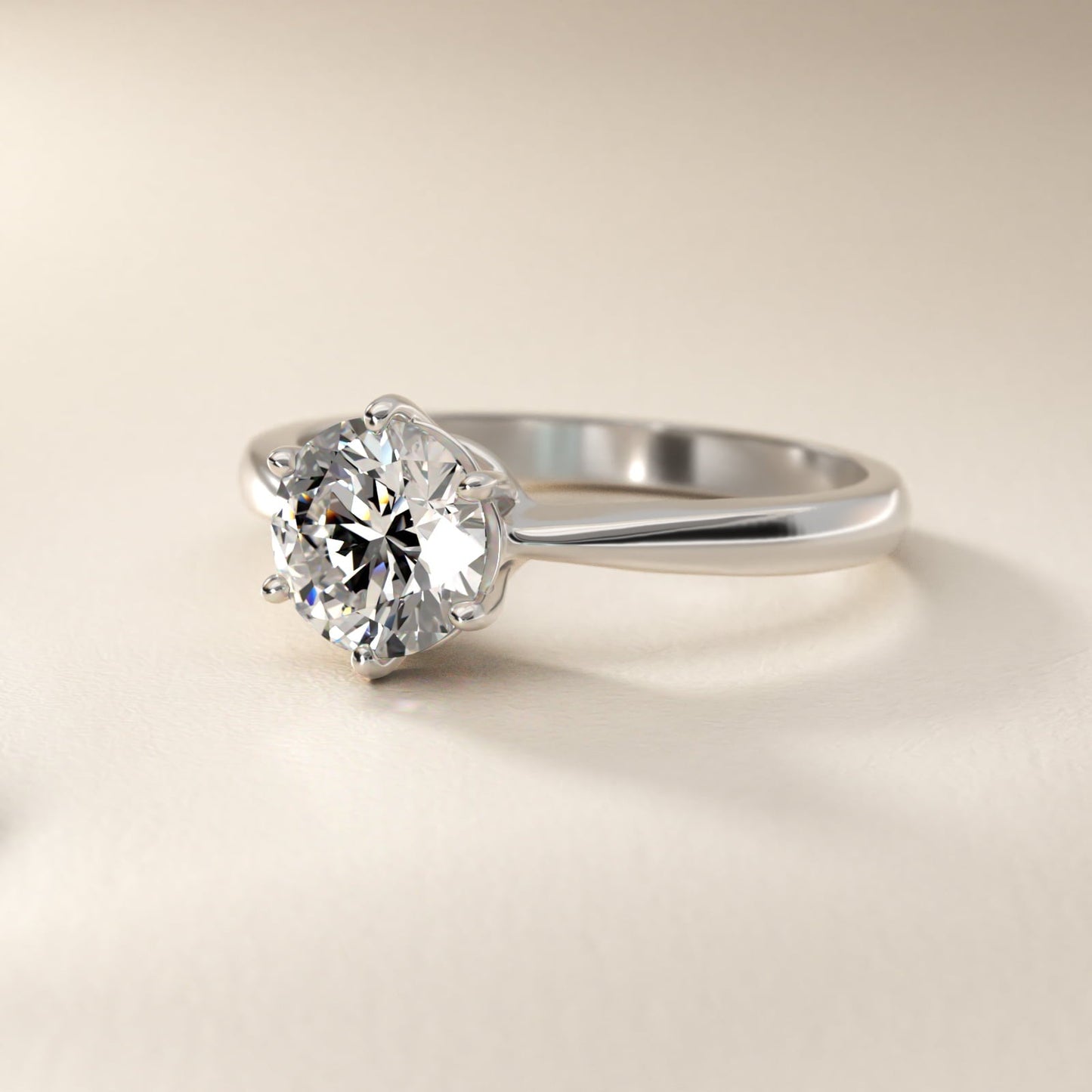 Six Prong Solitaire Engagement Ring With Wire Basket In 18k White Gold By James Allen - Round Center