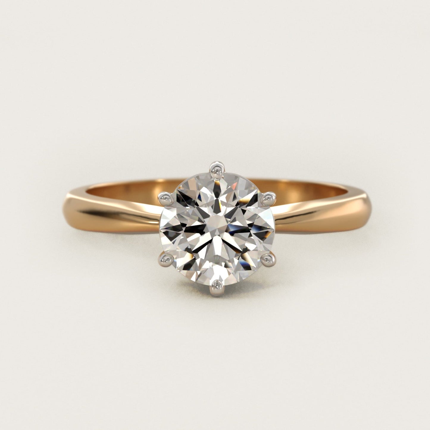 Six Prong Solitaire Engagement Ring With Wire Basket In 18k Yellow Gold By James Allen - Round Center