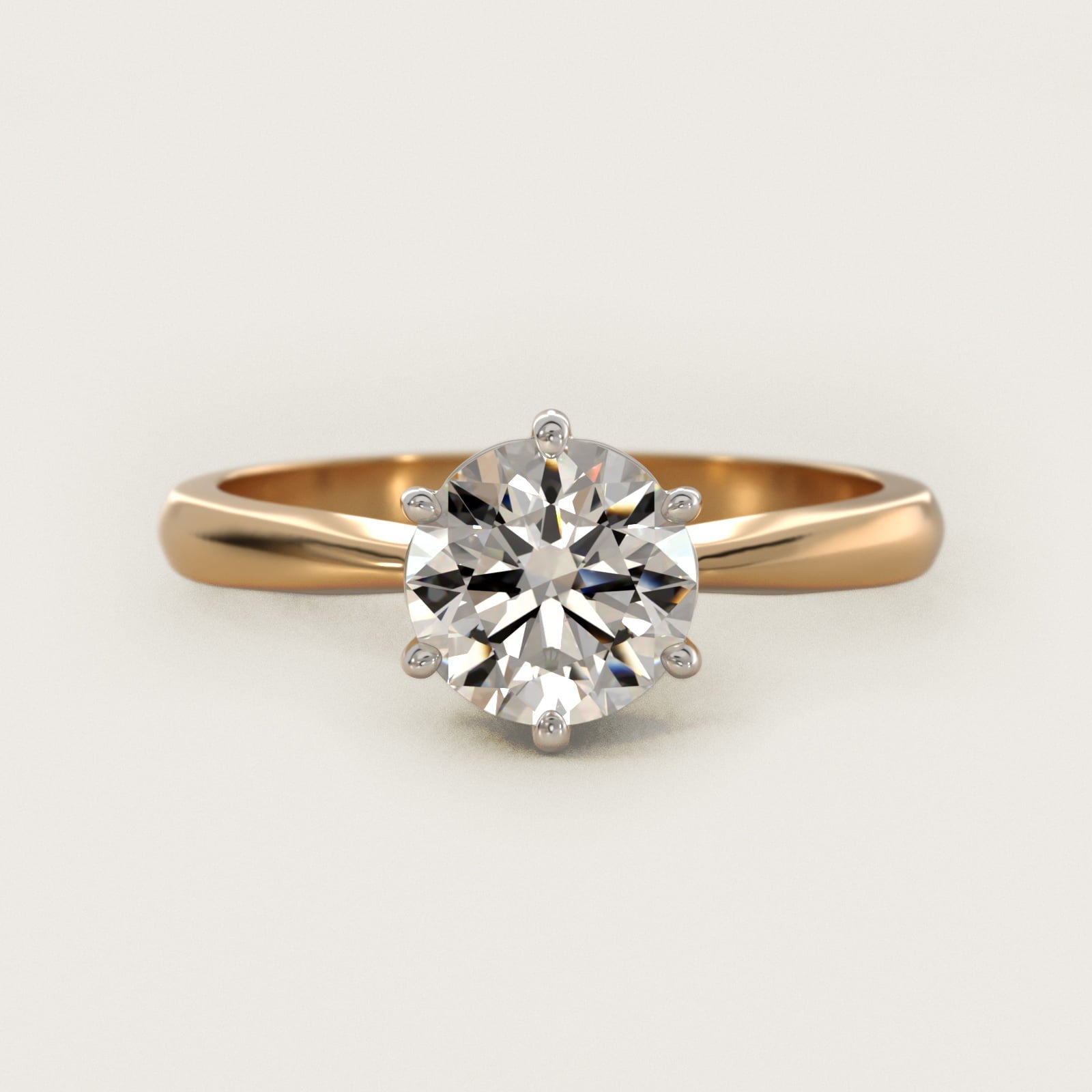 Six Prong Solitaire Engagement Ring With Wire Basket In 18k Yellow Gold By James Allen - Round Center