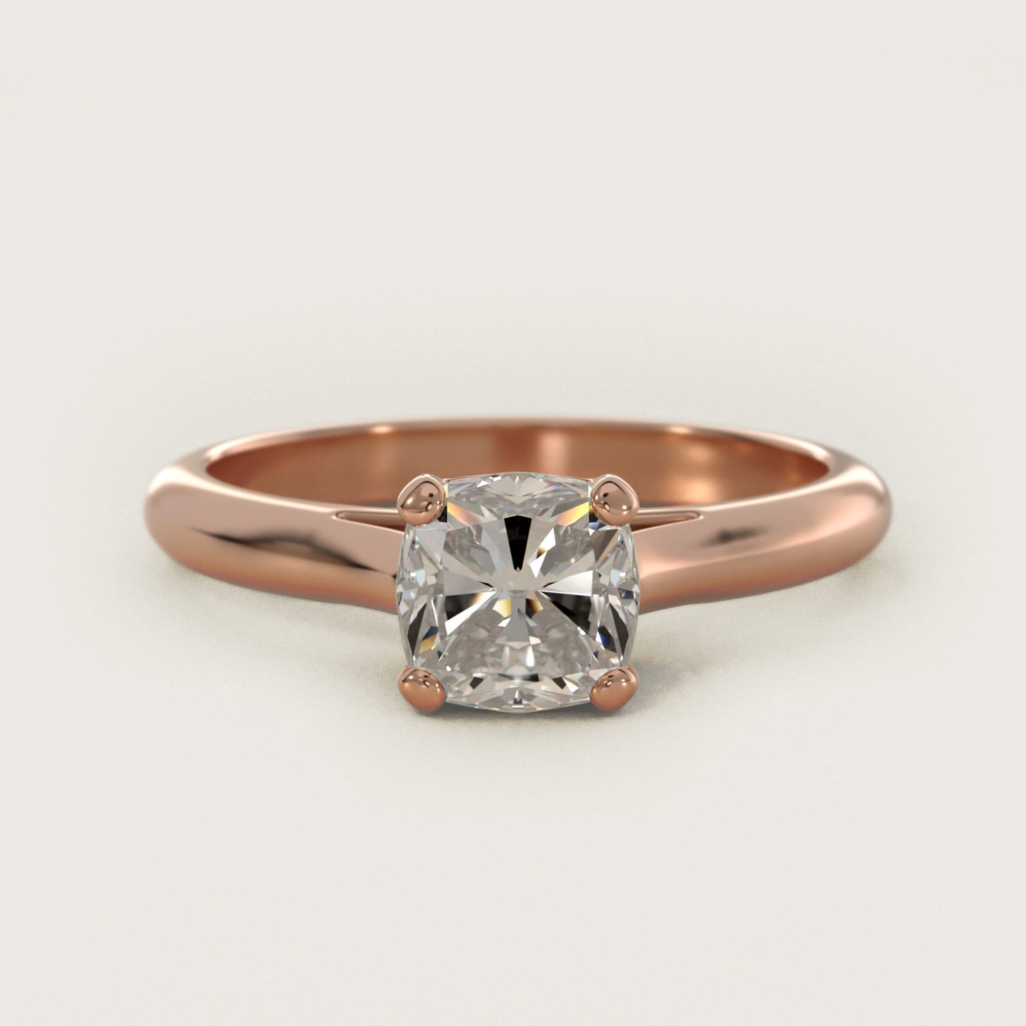 Sleek Solitaire Engagement Ring In 18k Rose Gold By James Allen - Cushion Center