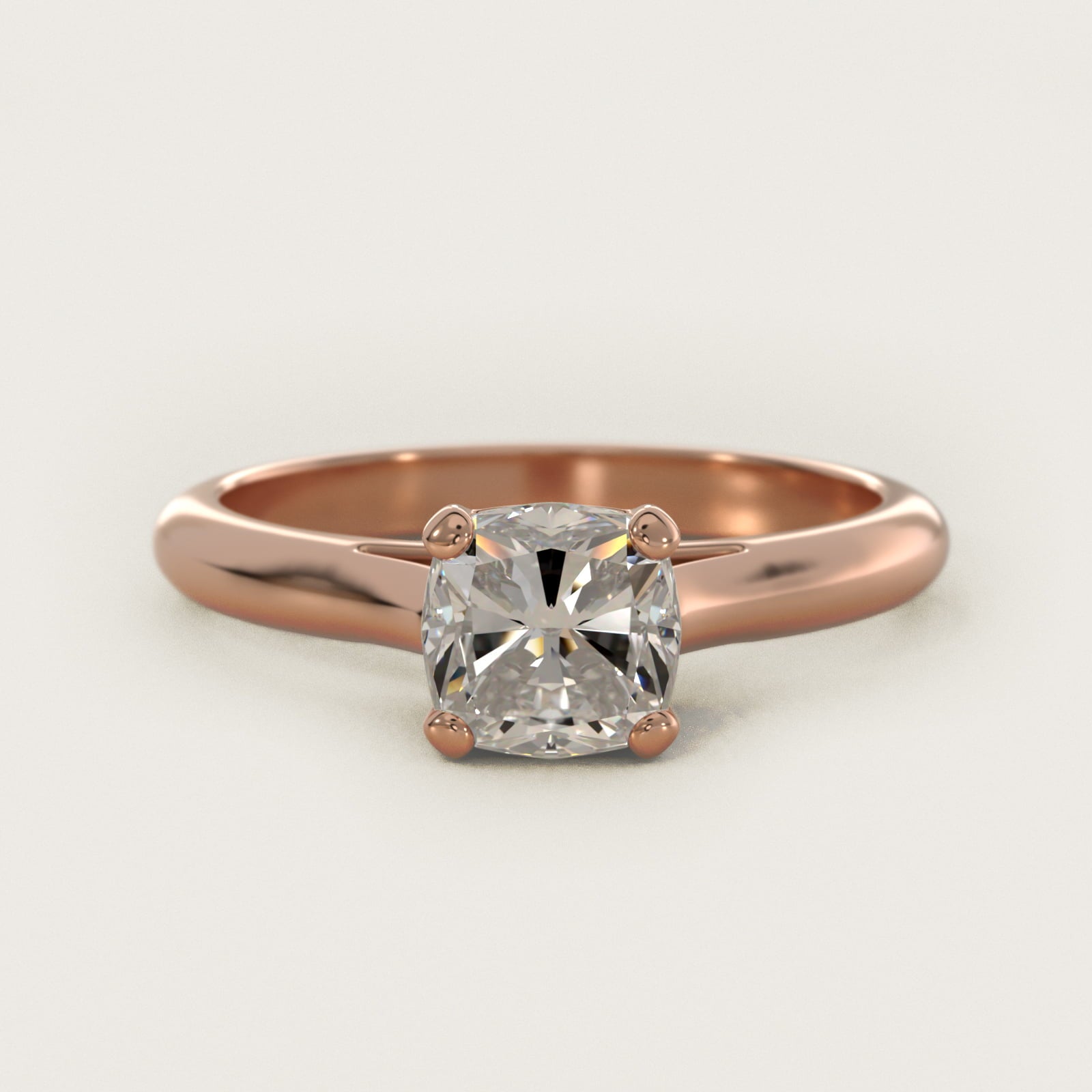 Sleek Solitaire Engagement Ring In 18k Rose Gold By James Allen - Cushion Center