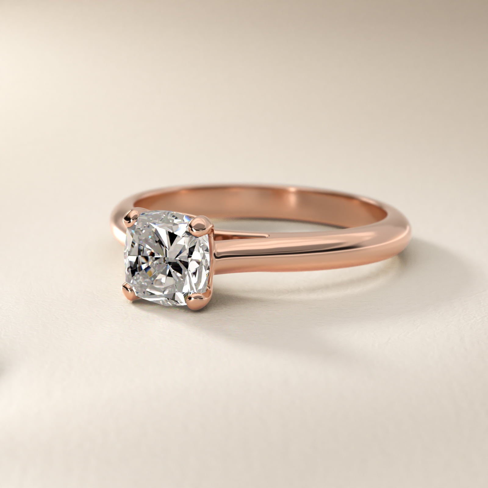 Sleek Solitaire Engagement Ring In 18k Rose Gold By James Allen - Cushion Center