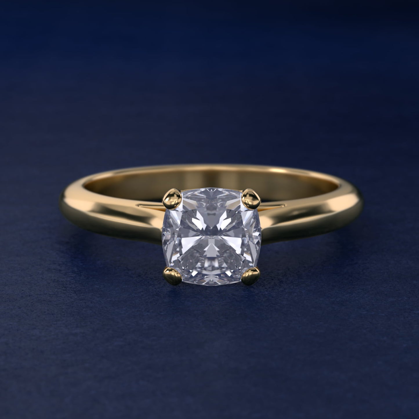 Sleek Solitaire Engagement Ring In 14K Yellow Gold By James Allen - Cushion Center