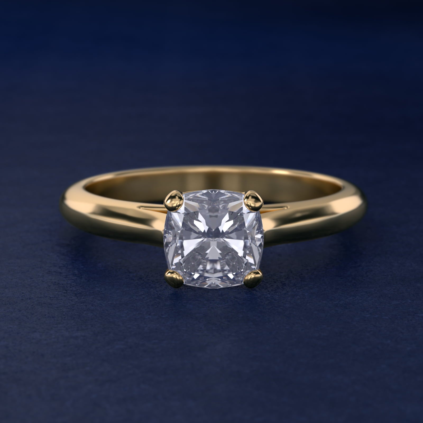 Sleek Solitaire Engagement Ring In 14K Yellow Gold By James Allen - Cushion Center
