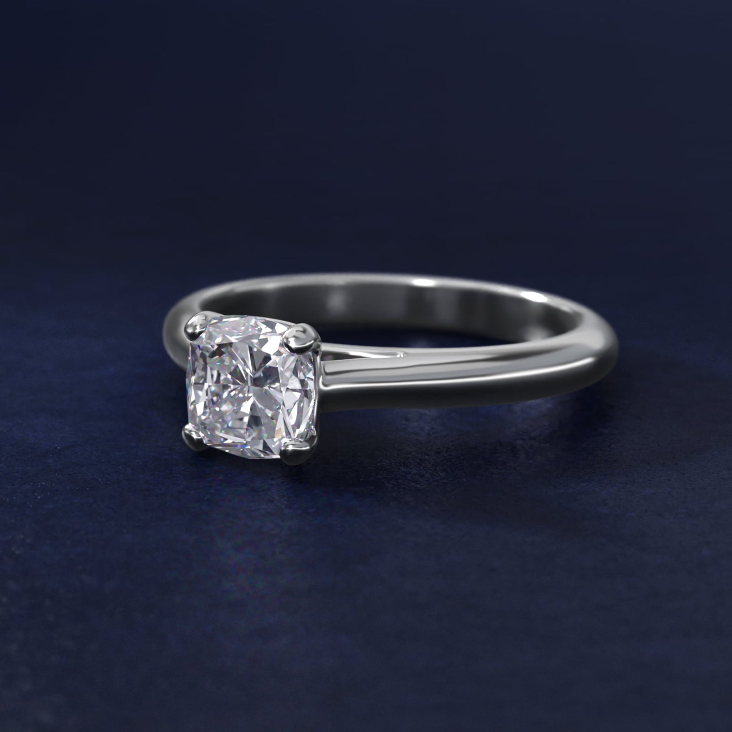 Sleek Solitaire Engagement Ring In Platinum By James Allen - Cushion Center
