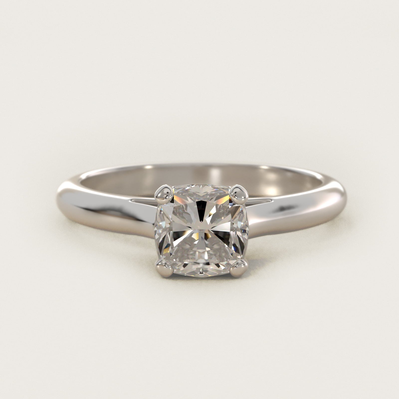 Sleek Solitaire Engagement Ring In Platinum By James Allen - Cushion Center