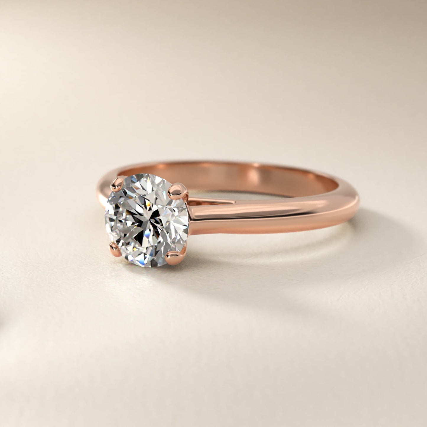 Sleek Solitaire Engagement Ring In 18k Rose Gold By James Allen - Round Center