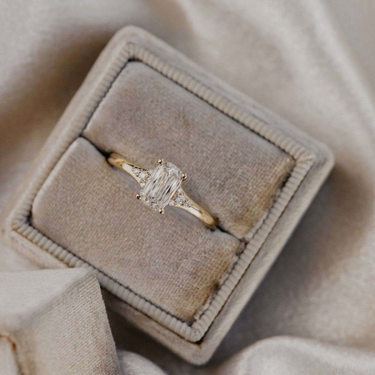 The Angie Elongated Cushion Champagne Diamond Ring
