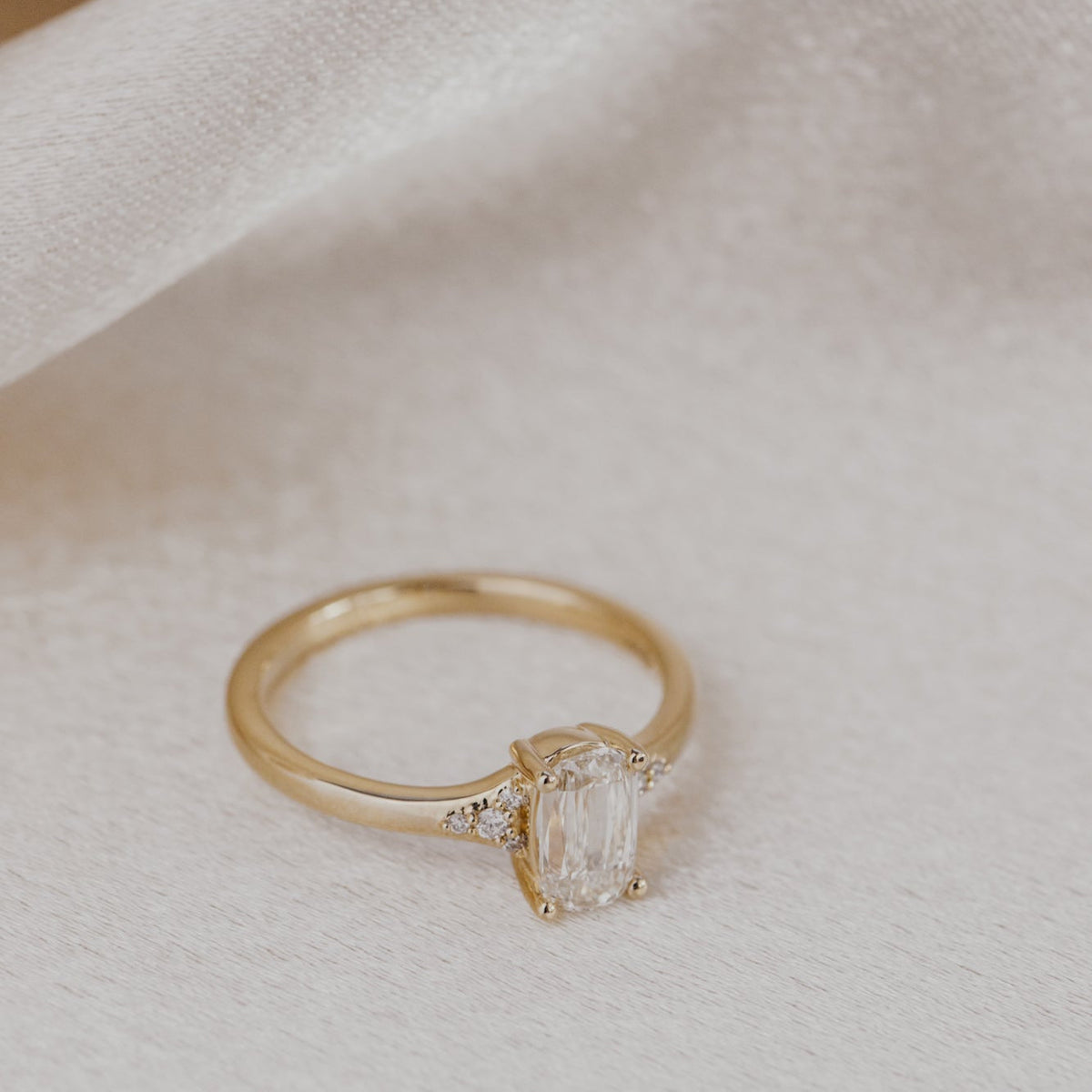 The Angie Elongated Cushion Champagne Diamond Ring