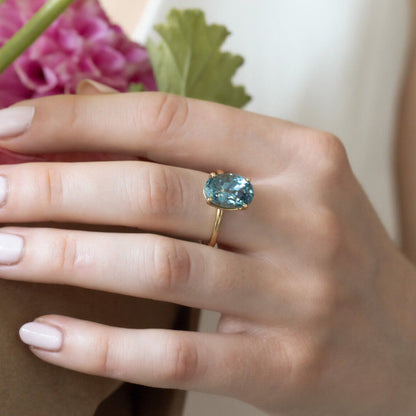 The Maeve Oval Teal Sapphire Solitaire