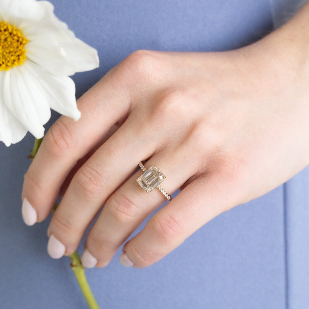 The Jenna Emerald Cut Champagne Diamond Ring