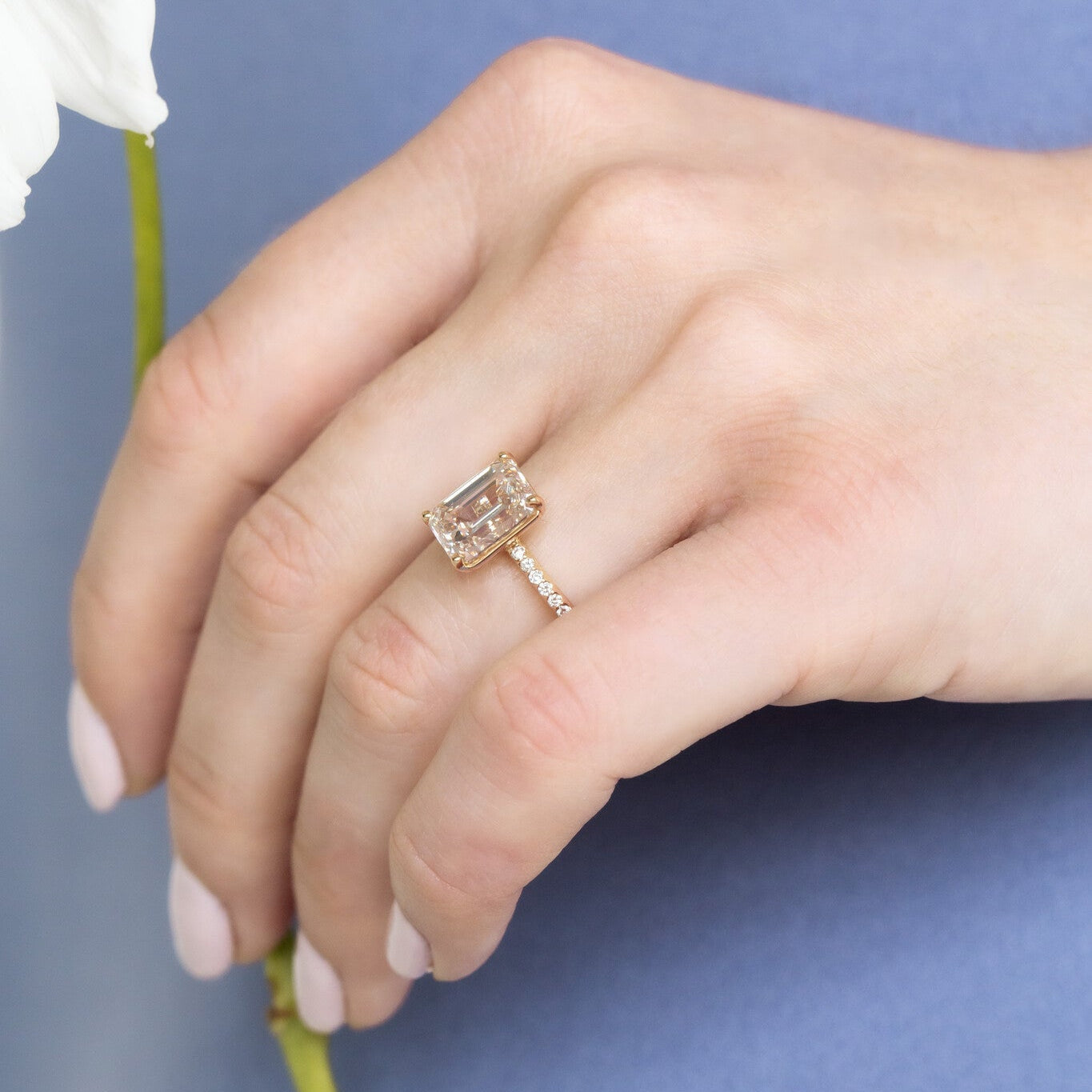 The Jenna Emerald Cut Champagne Diamond Ring