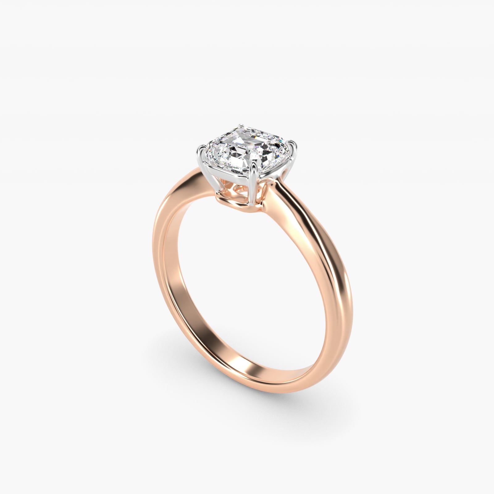 Solitaire Engagement Ring With Wire Basket In 14K Rose Gold By James Allen - Asscher Center