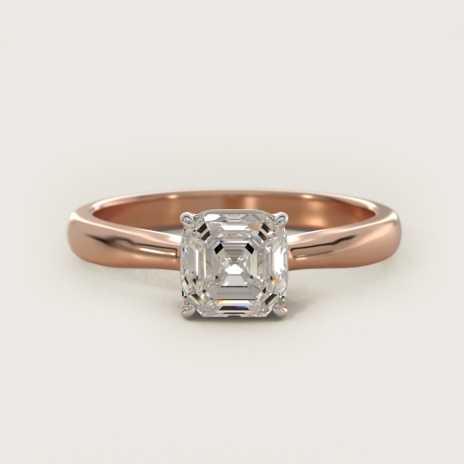 Solitaire Engagement Ring With Wire Basket In 14K Rose Gold By James Allen - Asscher Center