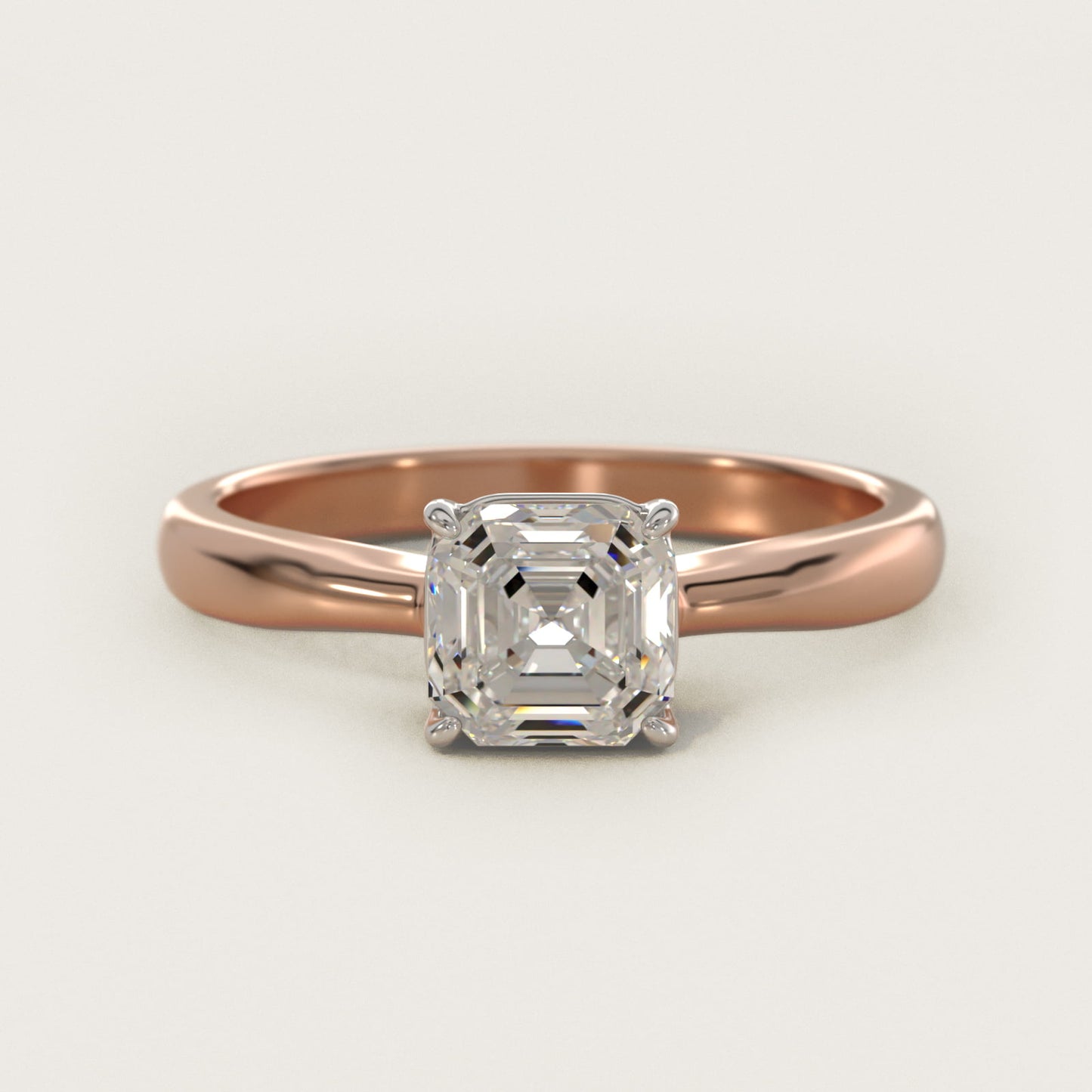 Solitaire Engagement Ring With Wire Basket In 18k Rose Gold By James Allen - Asscher Center