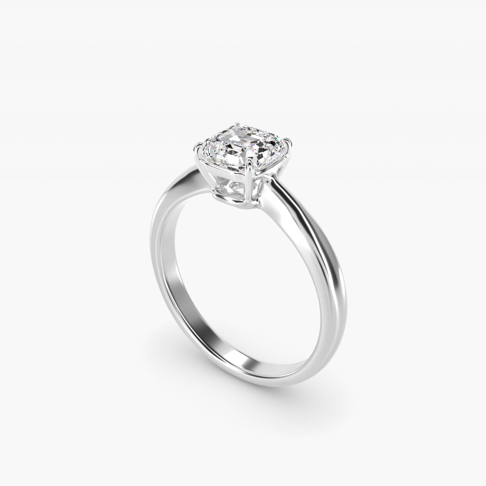 Solitaire Engagement Ring With Wire Basket In 18k White Gold By James Allen - Asscher Center