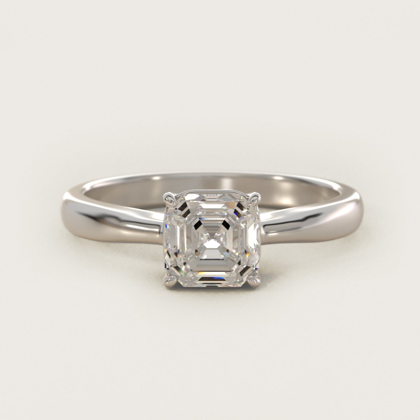 Solitaire Engagement Ring With Wire Basket In 18k White Gold By James Allen - Asscher Center