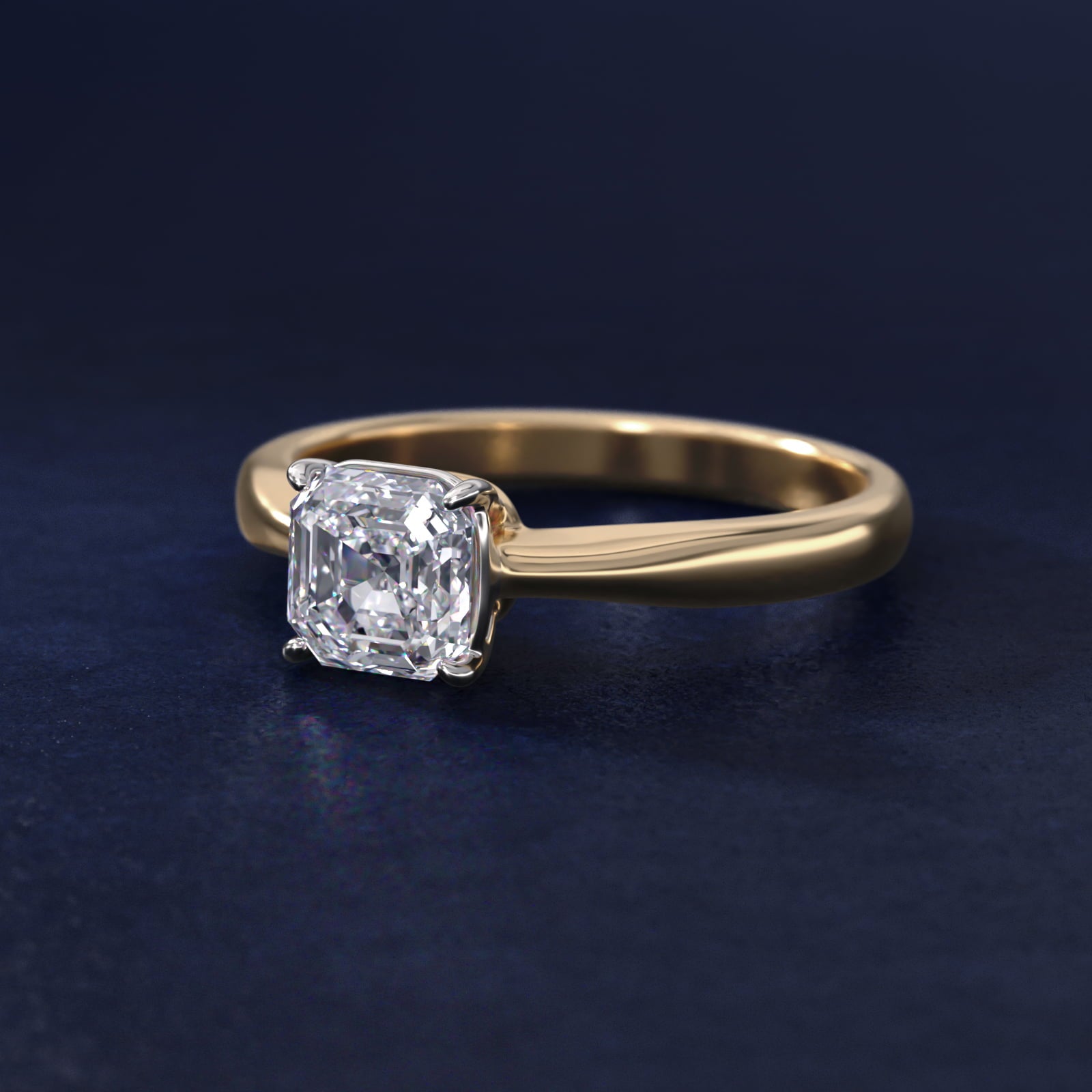 Solitaire Engagement Ring With Wire Basket In 14K Yellow Gold By James Allen - Asscher Center