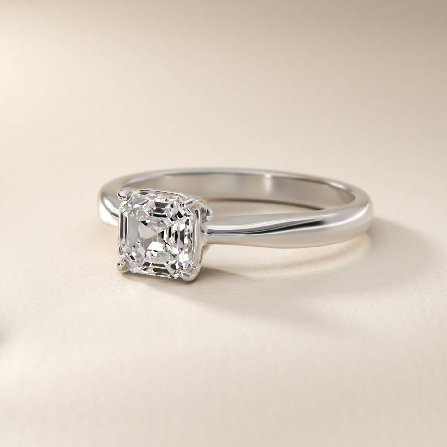 Solitaire Engagement Ring With Wire Basket In Platinum By James Allen - Asscher Center