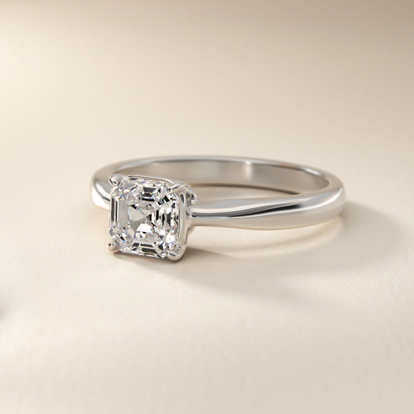 Solitaire Engagement Ring With Wire Basket In Platinum By James Allen - Asscher Center