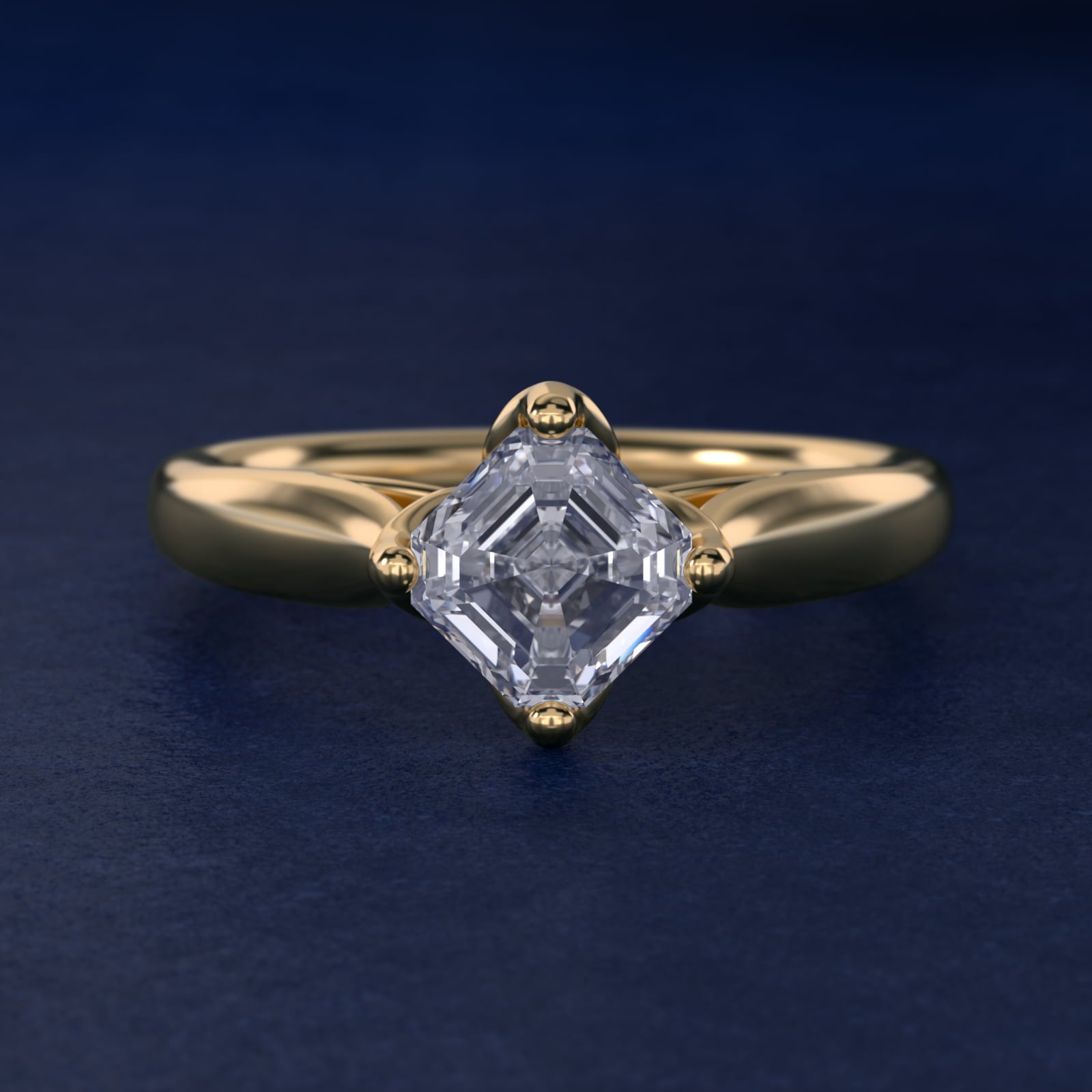 Solitaire Compass Set Engagement Ring in 14k Yellow Gold - Asscher Center